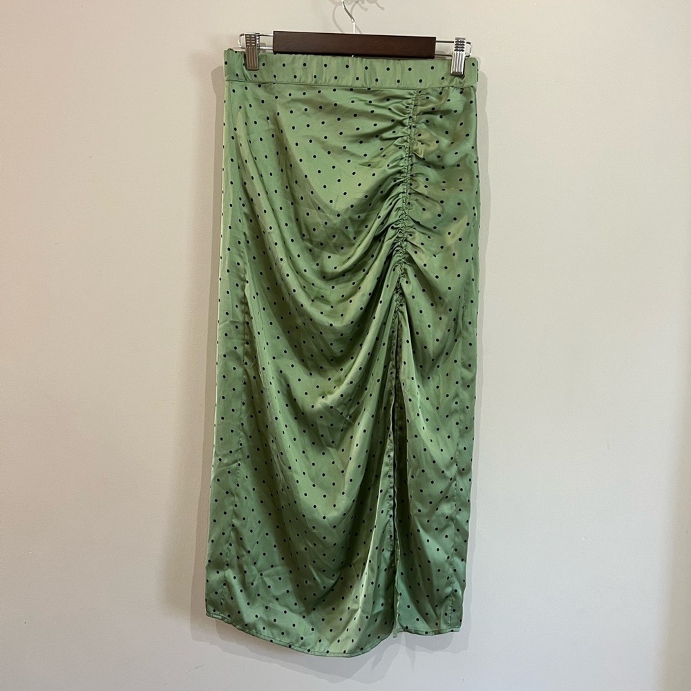 Zara Green Polka Dot Pencil Skirt